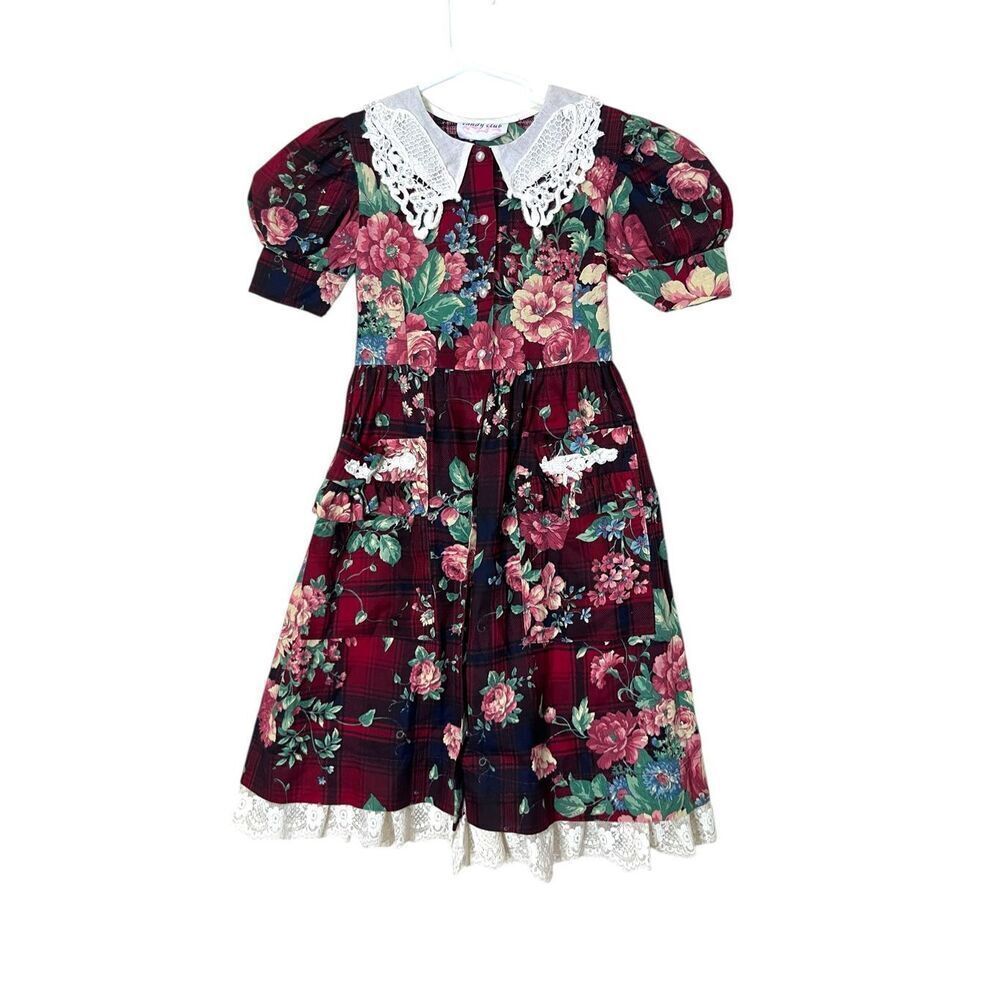 Vintage Candy Club Girls Lace Collar Floral Dress‎ Size 6